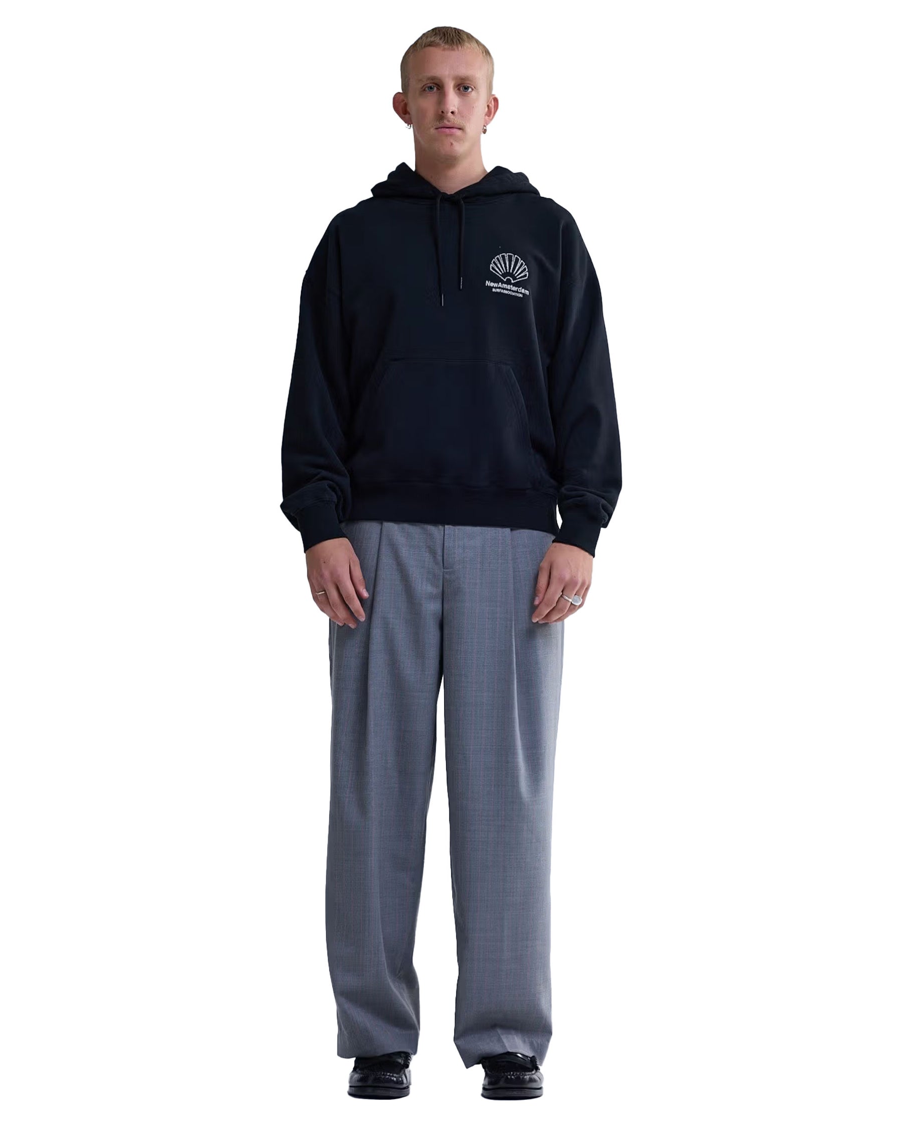 Felpa Uomo New Amsterdam Surfassociation Logo Hoodie Nero