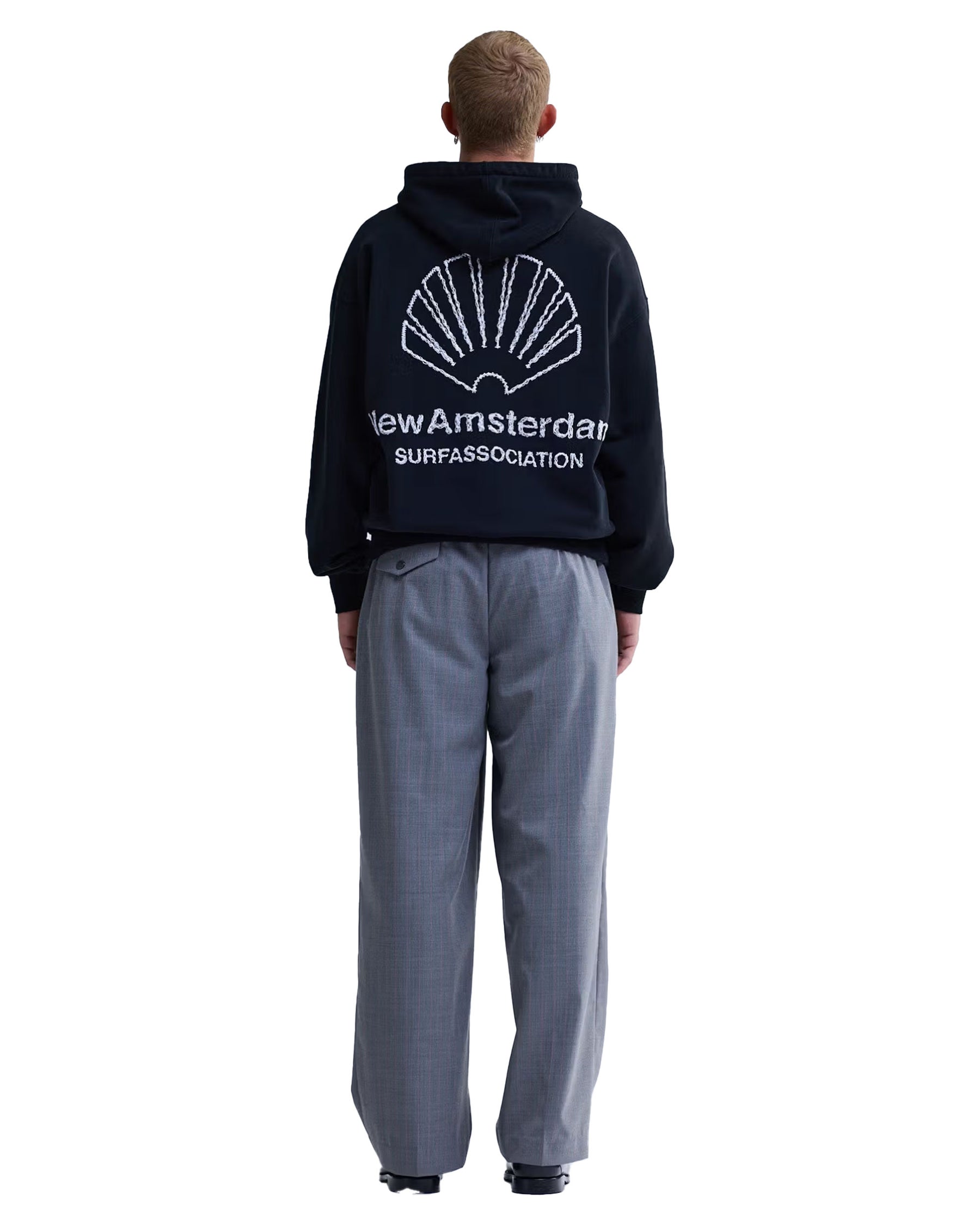 Felpa Uomo New Amsterdam Surfassociation Logo Hoodie Nero
