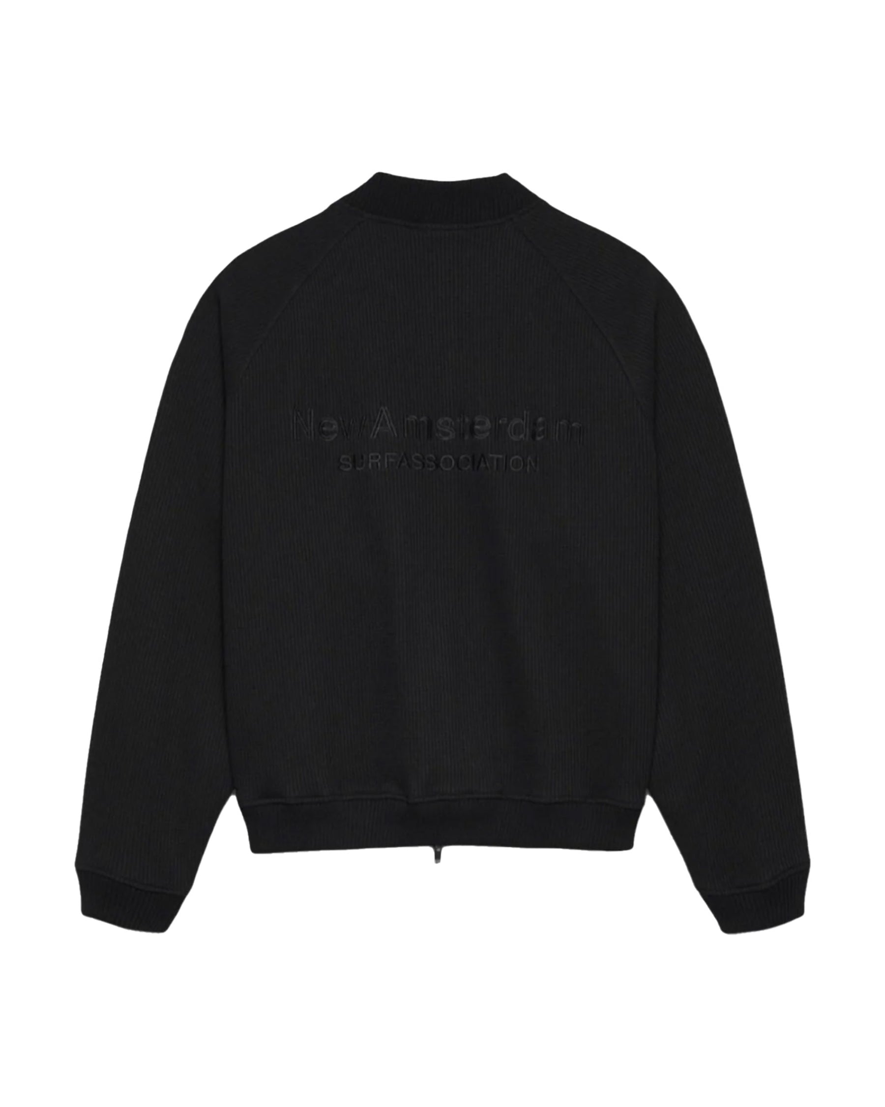 Felpa Uomo New Amsterdam Surfassociation Waffle Zip Up Black
