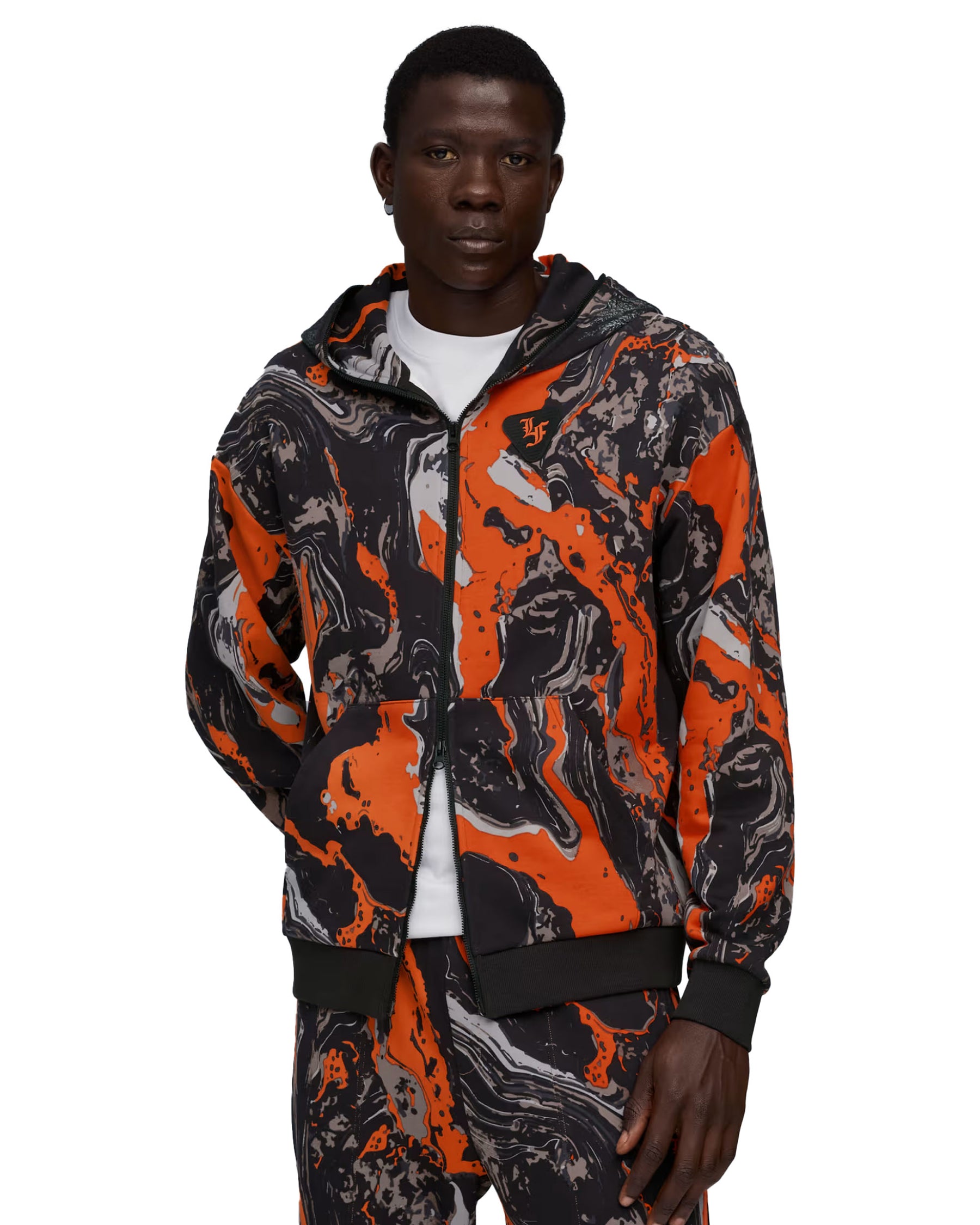 Man's Puma LaFrance HEEM Era Full Zip Orange Glo-AOP