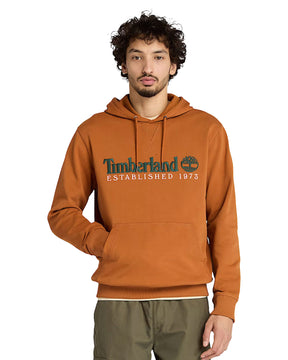 Felpa Uomo Timberland Established 1973 Embroidered Logo Loopback Hoodie Leather Brown