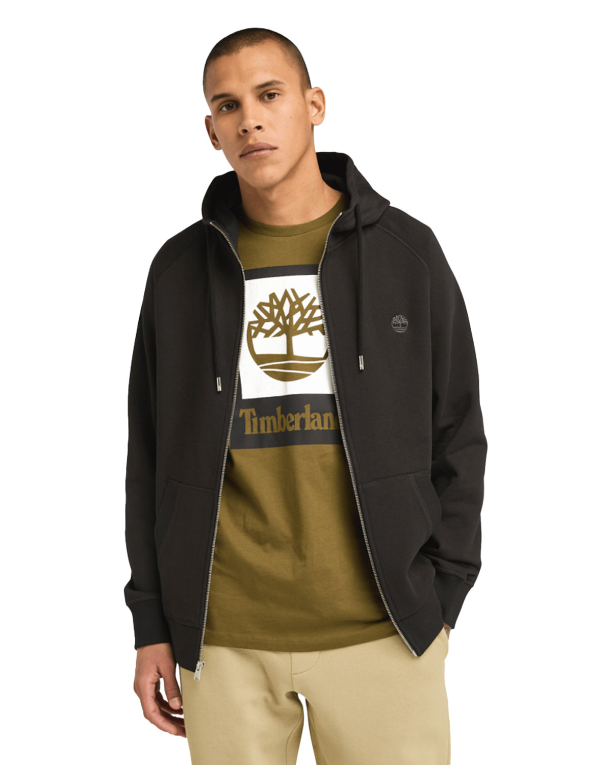 Felpa Uomo Timberland Exeter River Brushed Back Full Zip Hoodie Black