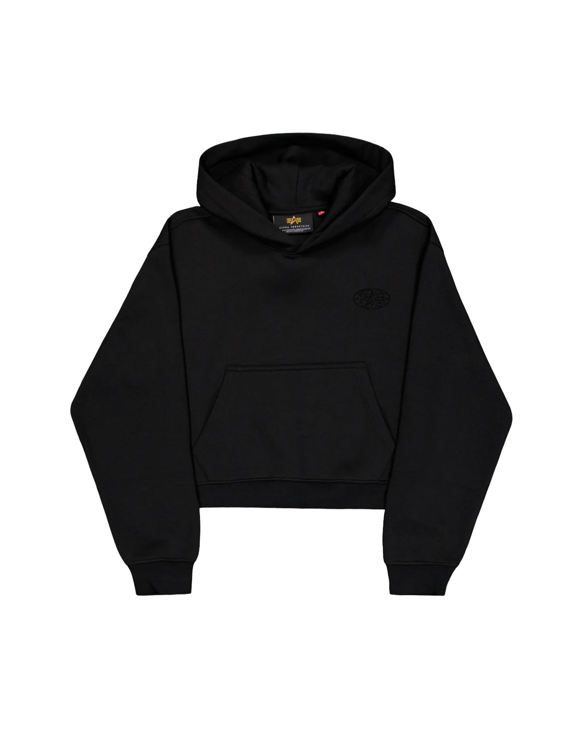 Felpe Donna Alpha Industries Rhinestone World Logo Hoodie W Nero