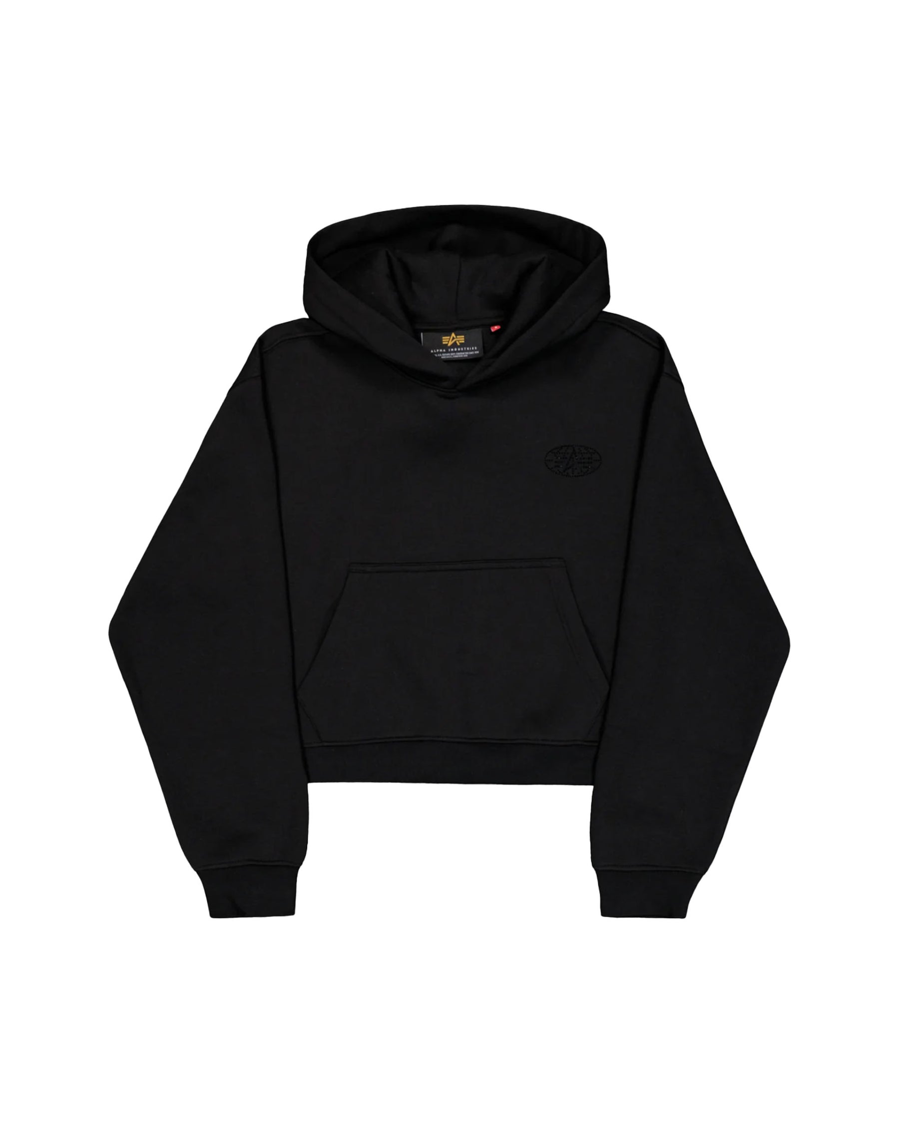 Felpe Donna Alpha Industries Rhinestone World Logo Hoodie W Nero