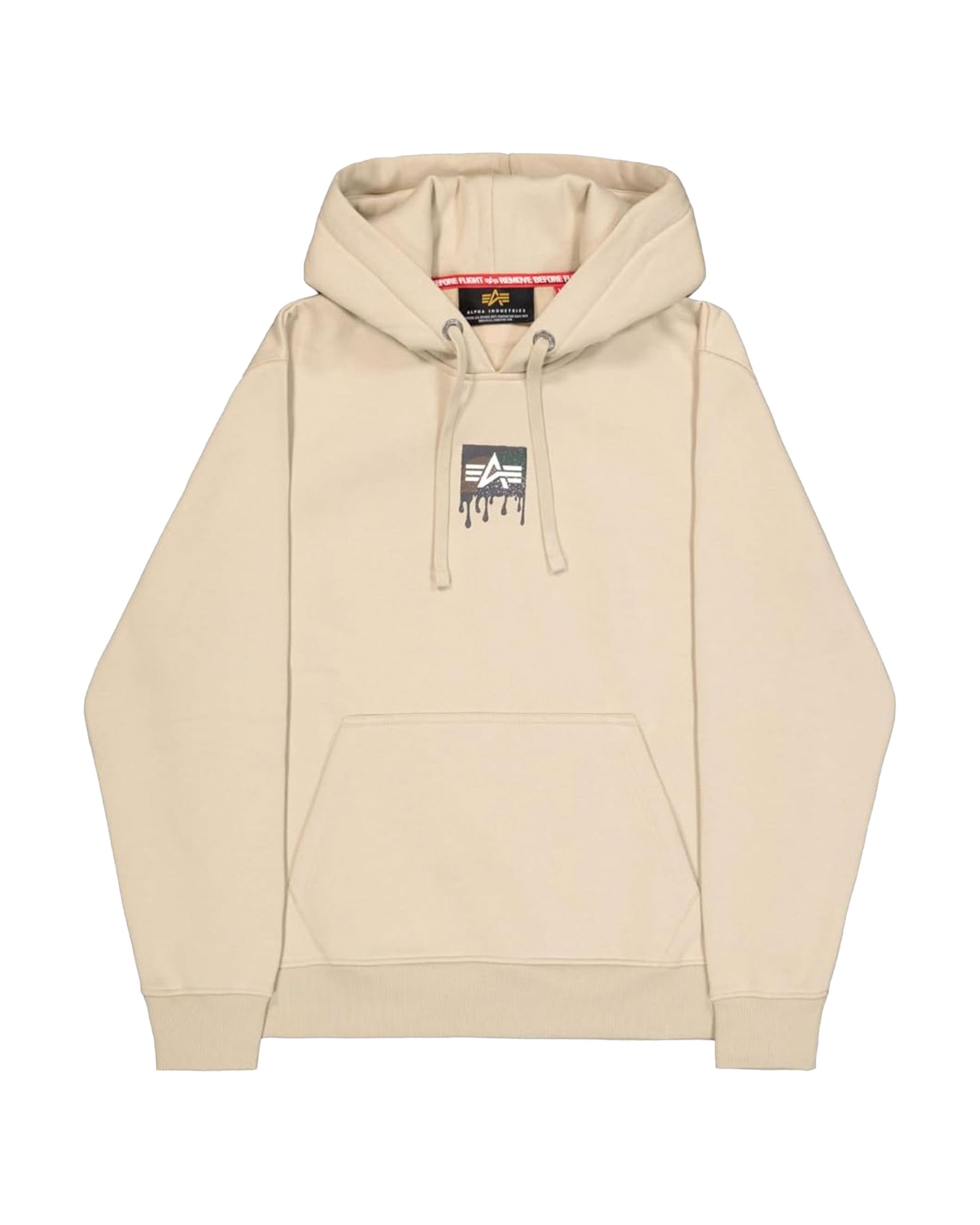 Felpe Uomo Alpha Industries Dripping Camo Print Hoodie Organic Beige