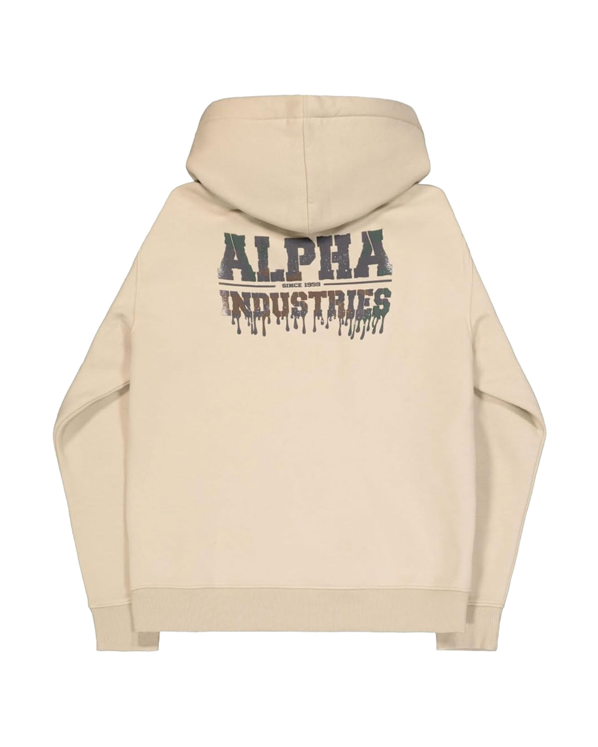 Felpe Uomo Alpha Industries Dripping Camo Print Hoodie Organic Beige