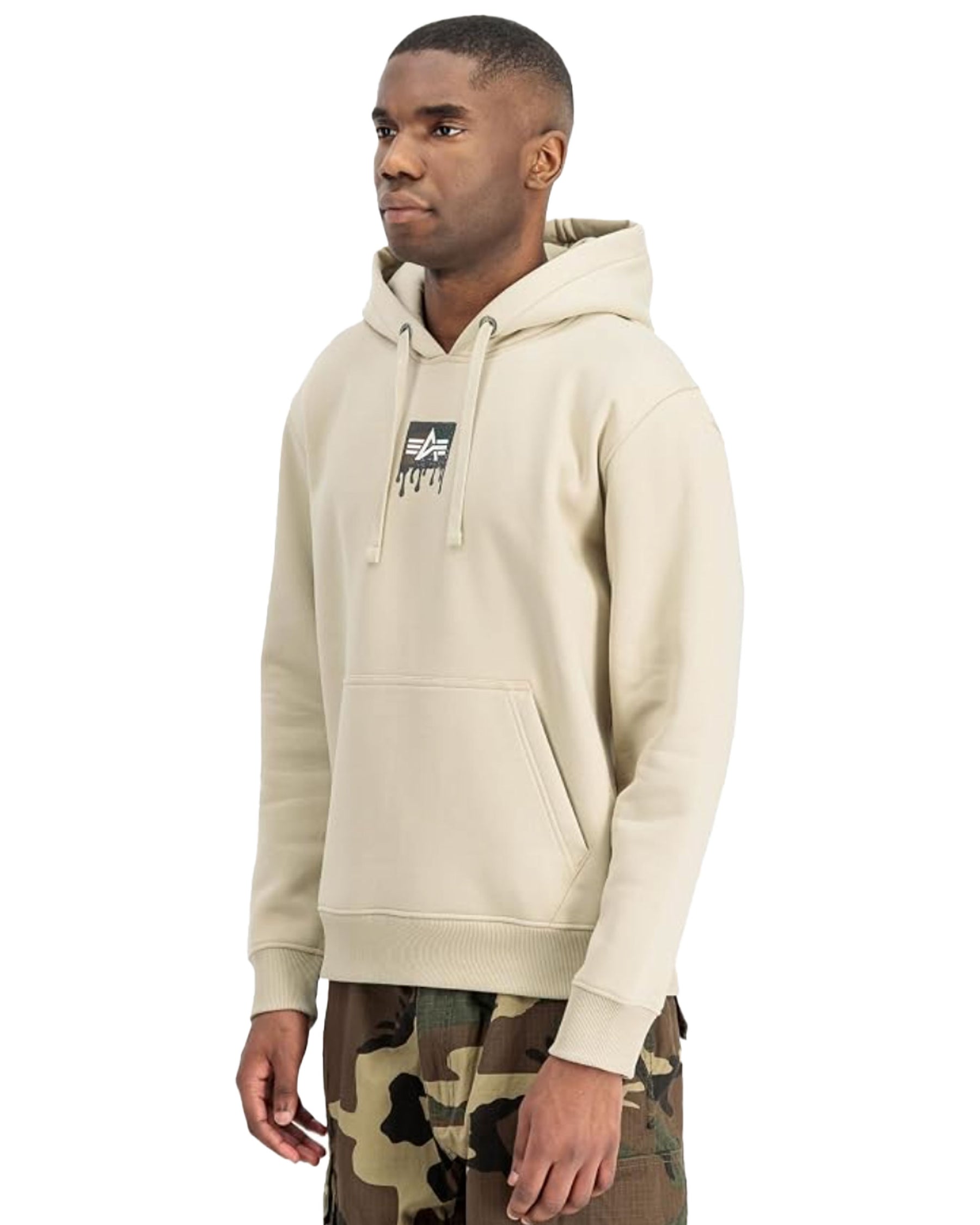 Felpe Uomo Alpha Industries Dripping Camo Print Hoodie Organic Beige