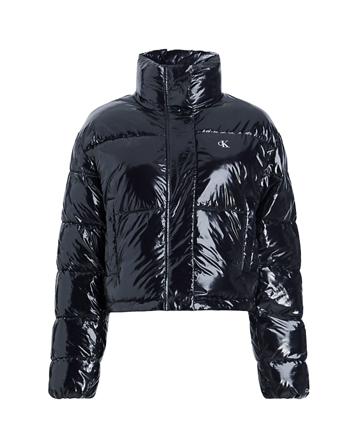 Giacca Donna Calvin Klein Cropped Shiny Puffer Nero