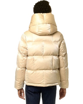 Woman's Jacket K-Way Brielin Heavy Brick Like Quilted Beige