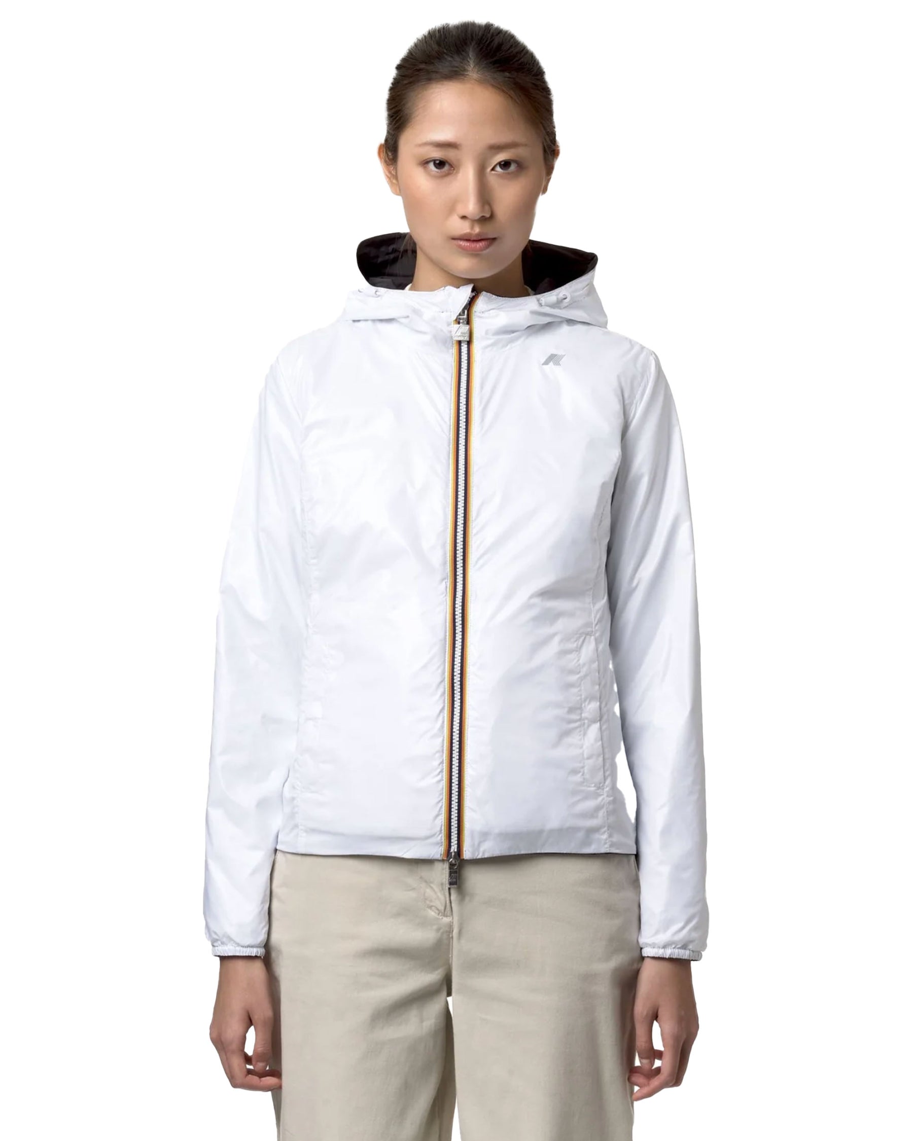 Woman's Jacket K-Way Lily Eco Plus Double Black White