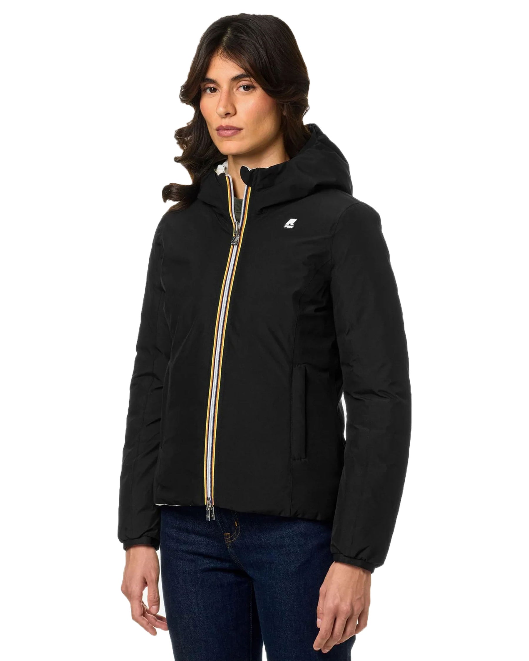 Woman's Jacket K-Way Lily Eco Stretch Thermo Double Black