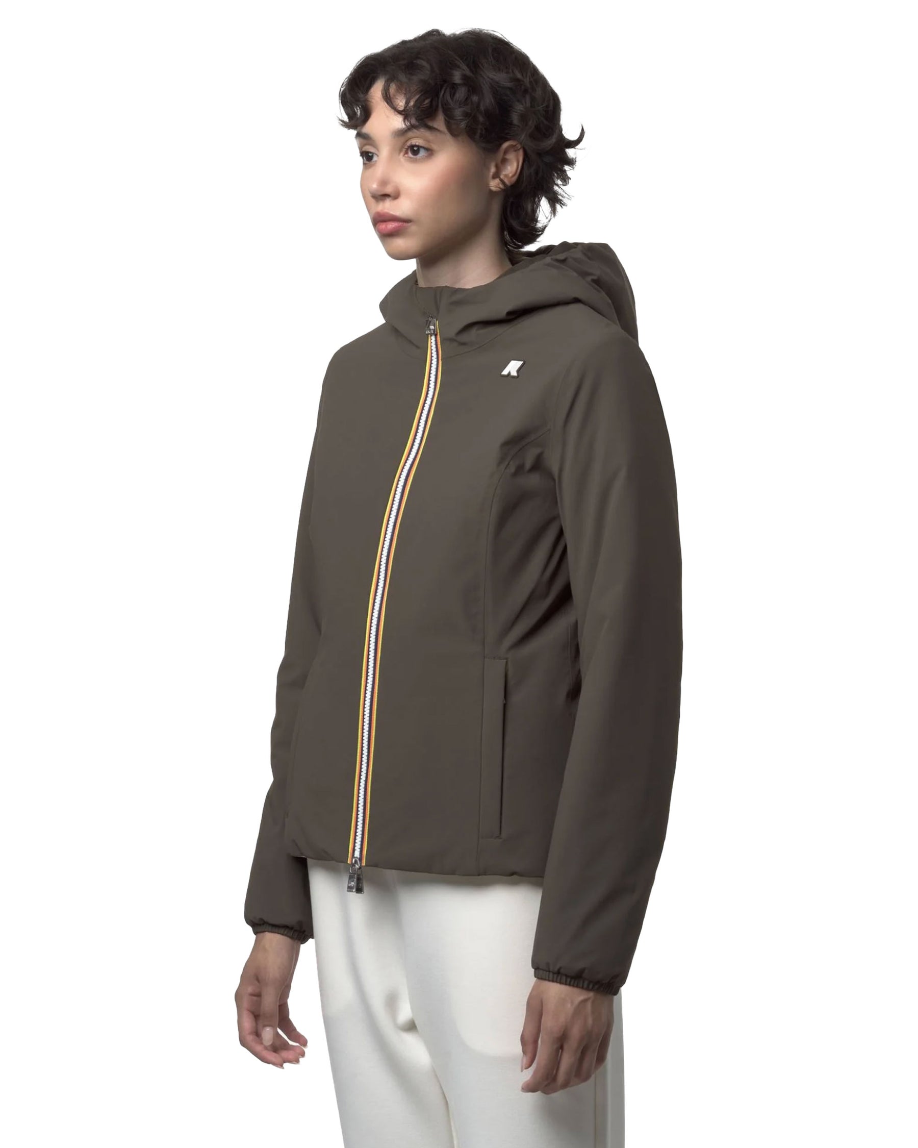 Woman's Jackets K-Way Lily St Warm Double Olive Green