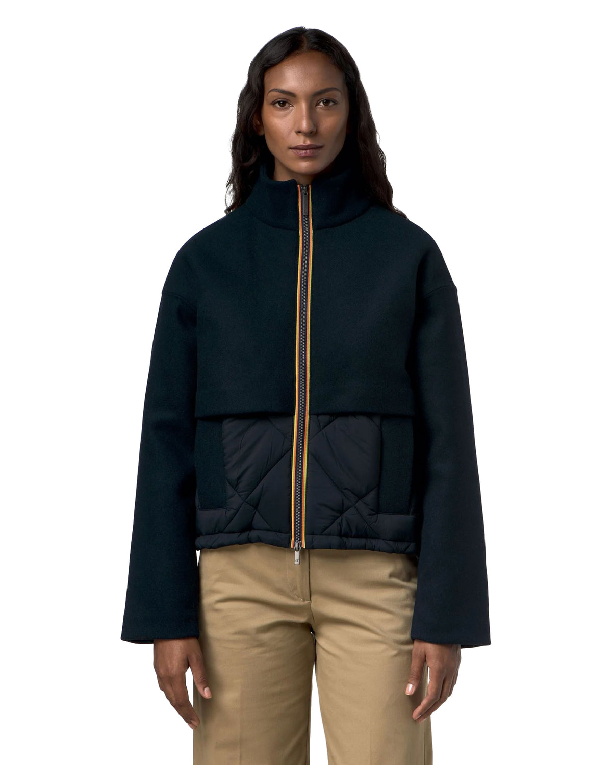 Giacca Donna K-Way Mandie Wool Nylon Warm Blu