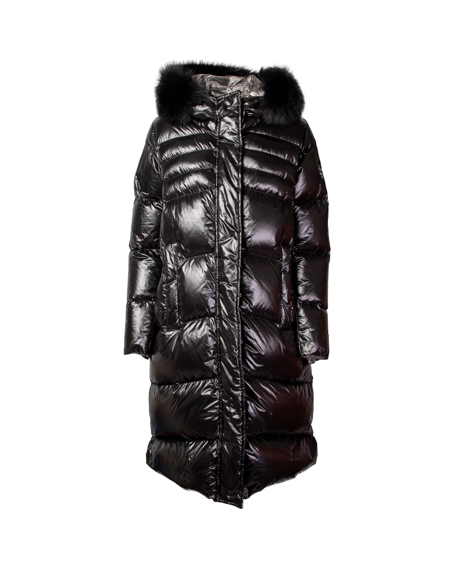 Giacca Lunga Colmar Originals Friendly Con Pelliccia Vera Nero