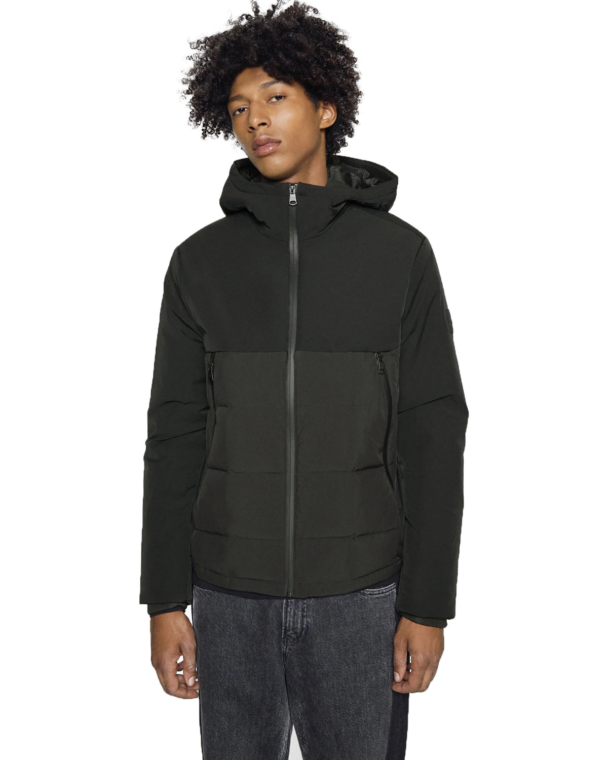 Man Jacket Calvin Klein Softshell Mix Media Hood Black