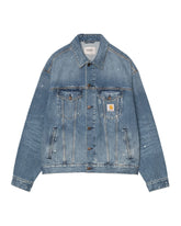 Giacca Uomo Carhartt Wip Helston Blue destroy wash splatter