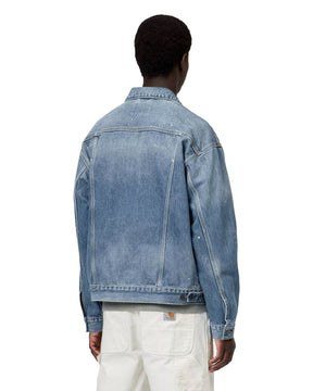 Giacca Uomo Carhartt Wip Helston Blue destroy wash splatter