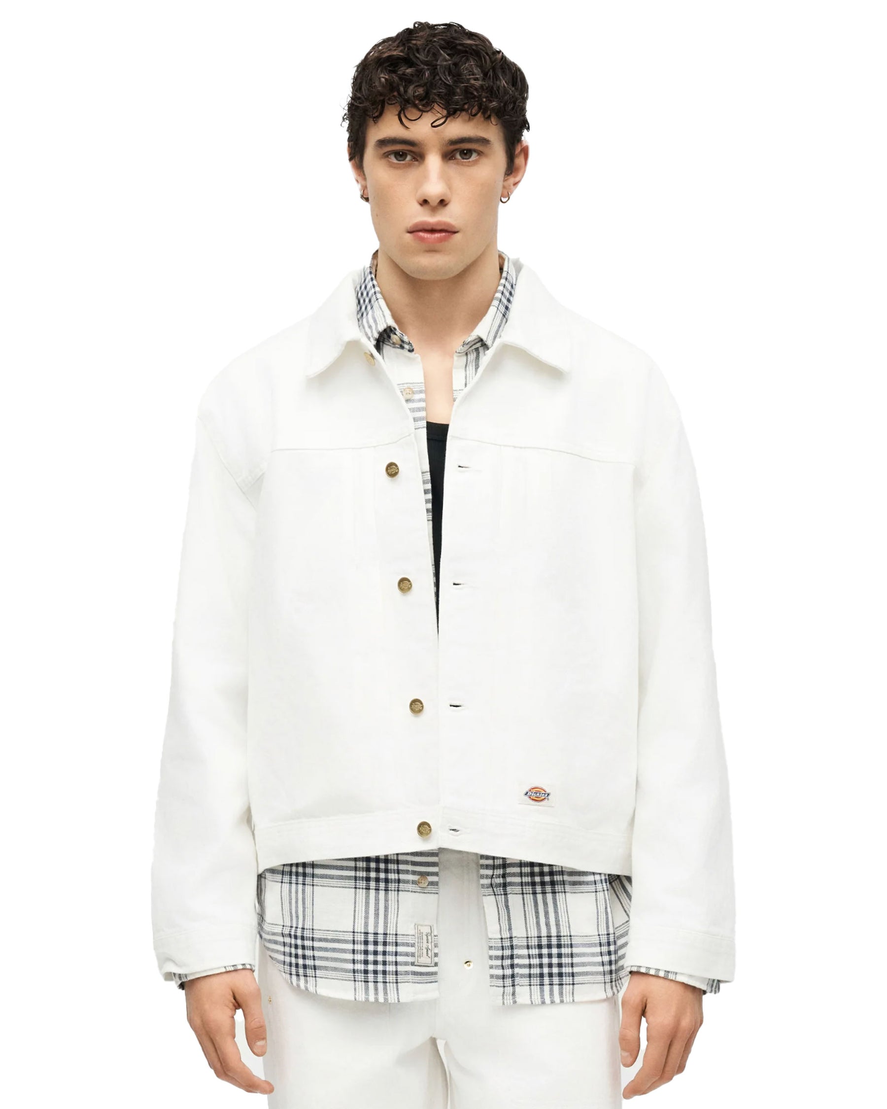 Dickies Men's Selvedge Pleated Denim Jacket White