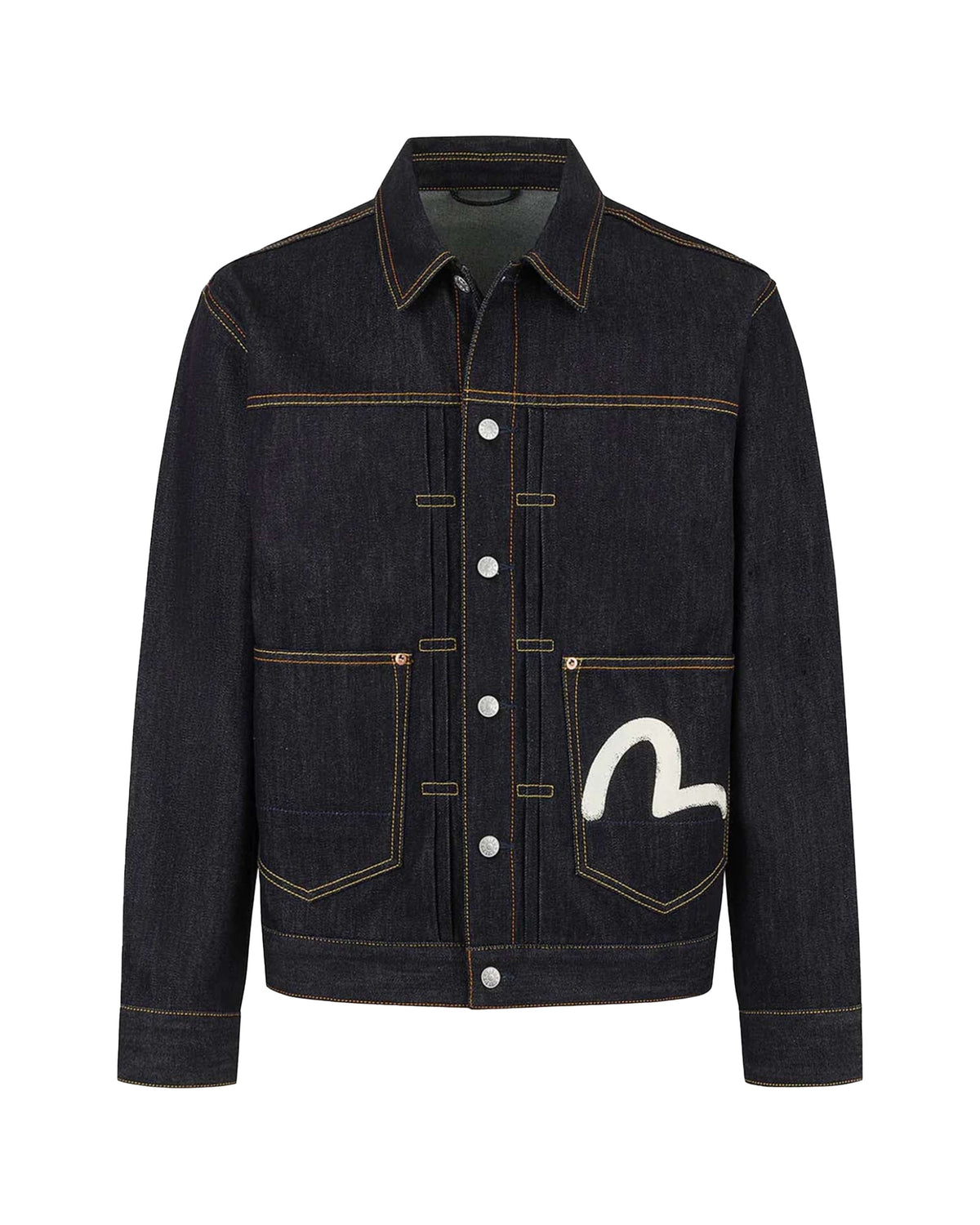 Giacca Uomo Evisu Ecru Seagull Printed Raw Indigo