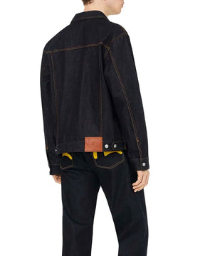 Evisu Men's Jacket Ecru Seagull Printed Raw Indigo