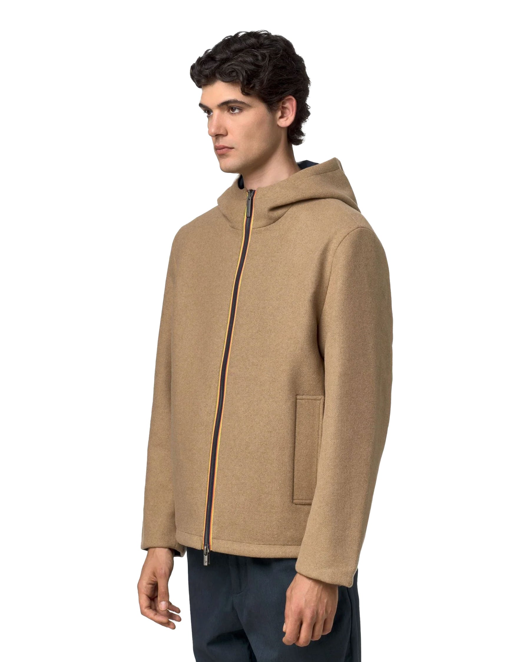 Giacca Uomo K-Way Claudel Wool Bonded Double Beige