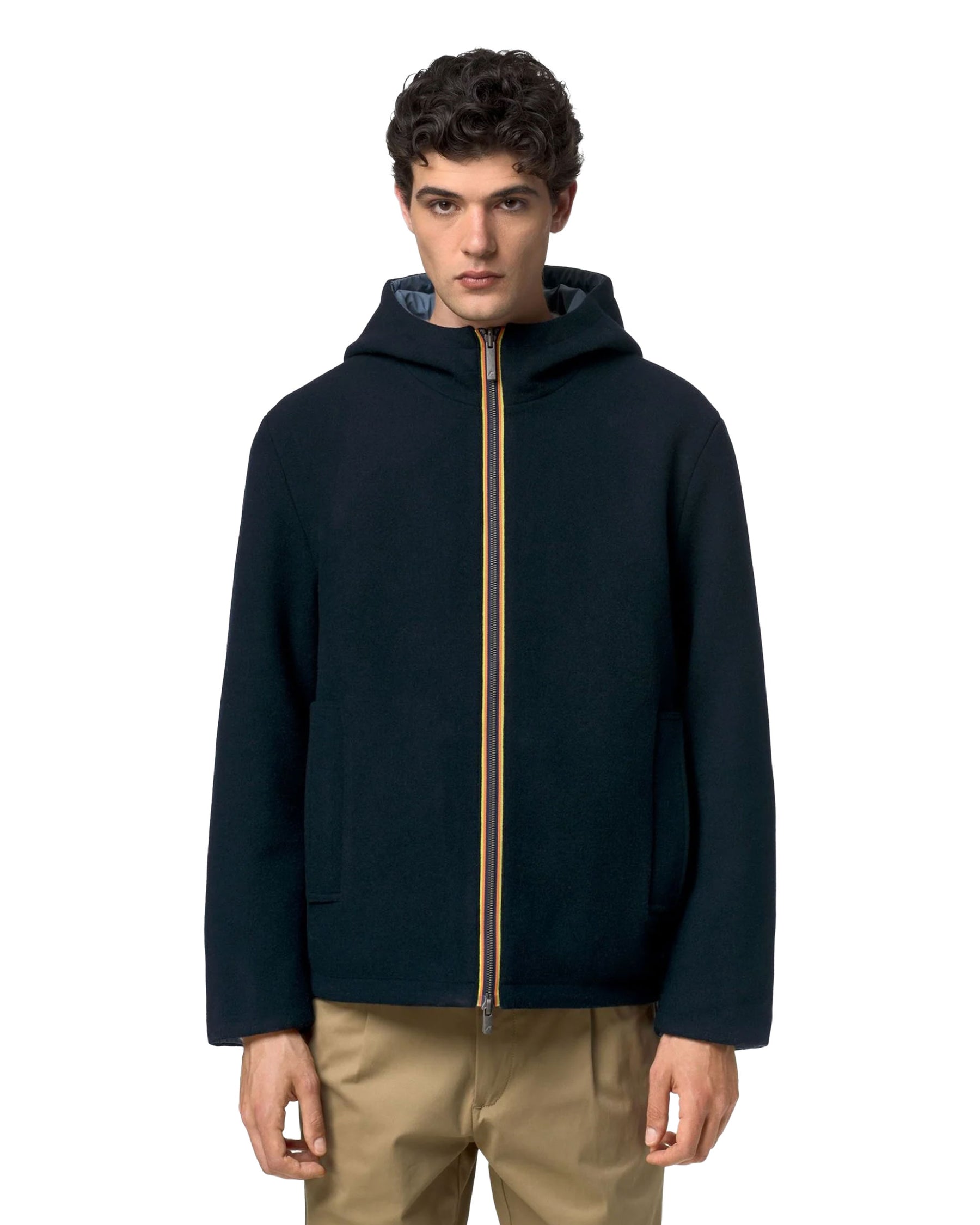 Giacca Uomo K-Way Claudel Wool Bonded Double Blu