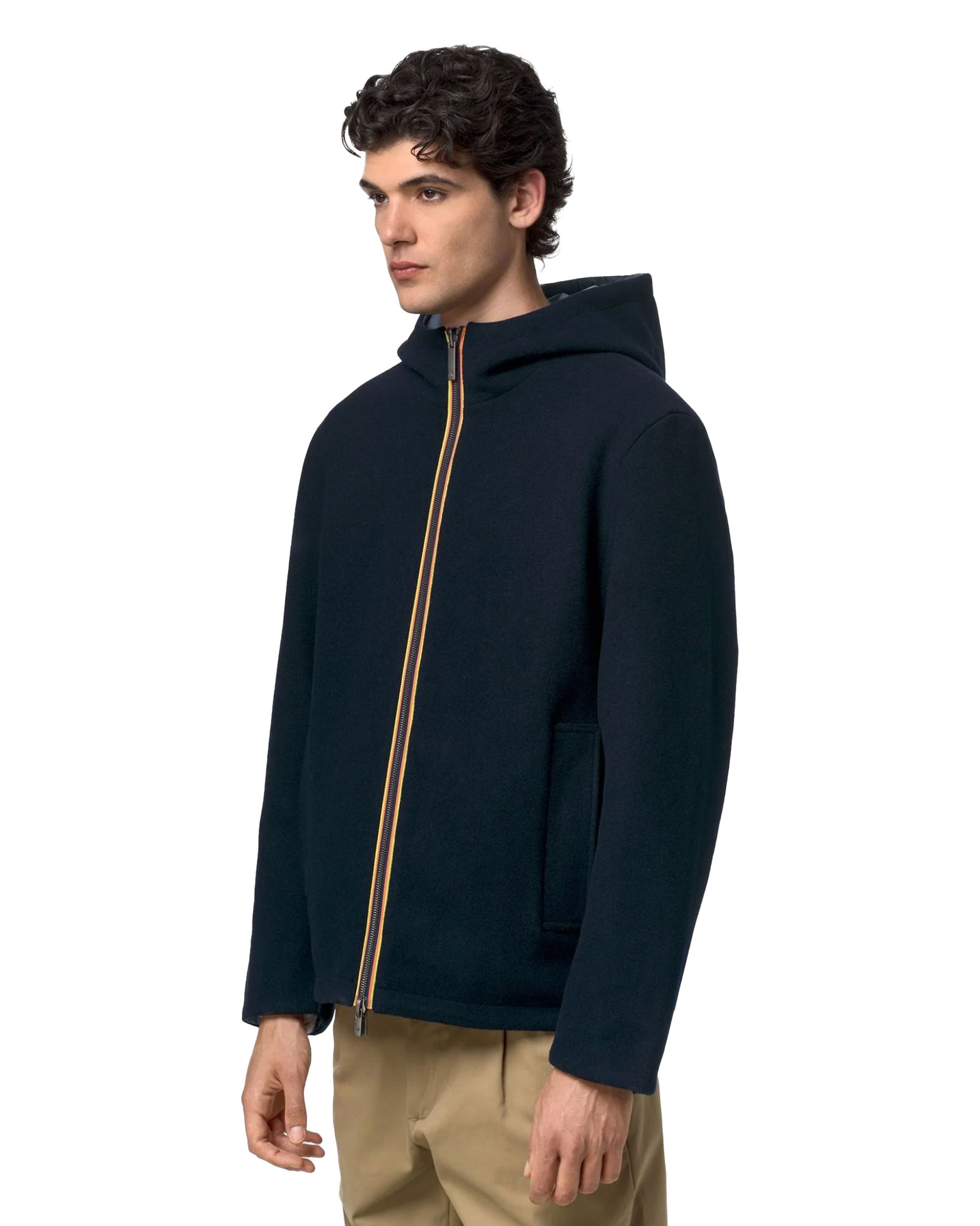 Giacca Uomo K-Way Claudel Wool Bonded Double Blu