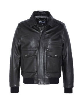 Man Jacket Schott Nyc Leather Black Pilot