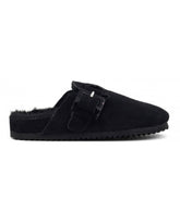 Women Sabot Colors Of California Suede Furry Bio Closed Toe Black