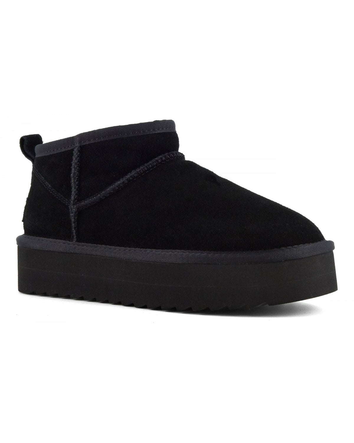 Women's Colors Of California Platfrom Winter Boat In Suede Black