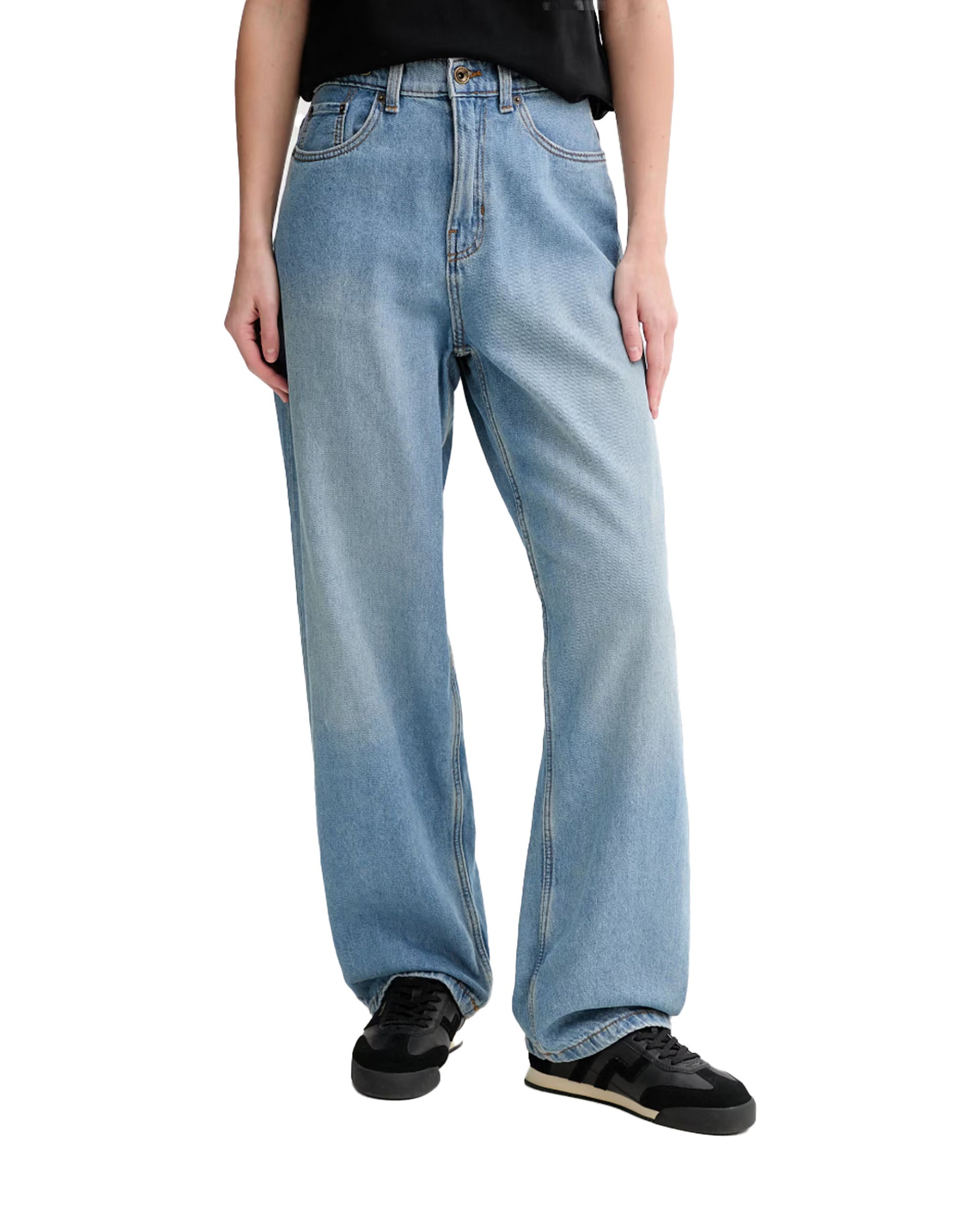 Jeans Donna Vans Cinched Check 5 Baggy Blu Chiaro