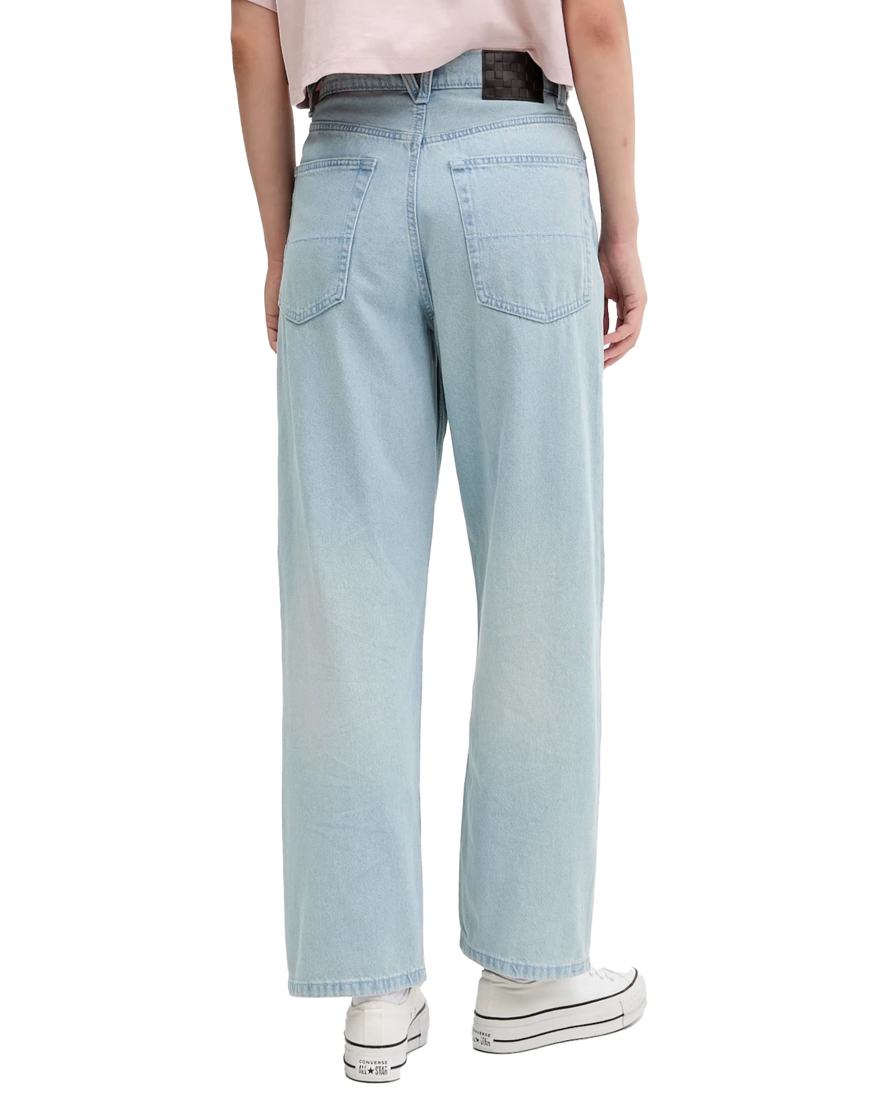 Jeans Donna Vans Cinched Check 5 Baggy Blu Chiaro