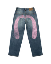 Evisu Men's Jeans Pink Daicock Ripped Jeans Indigo