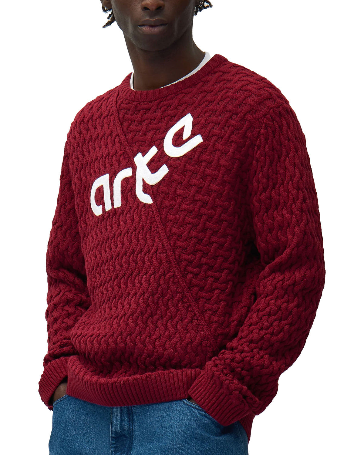 Maglione Distorted Logo Bordeaux