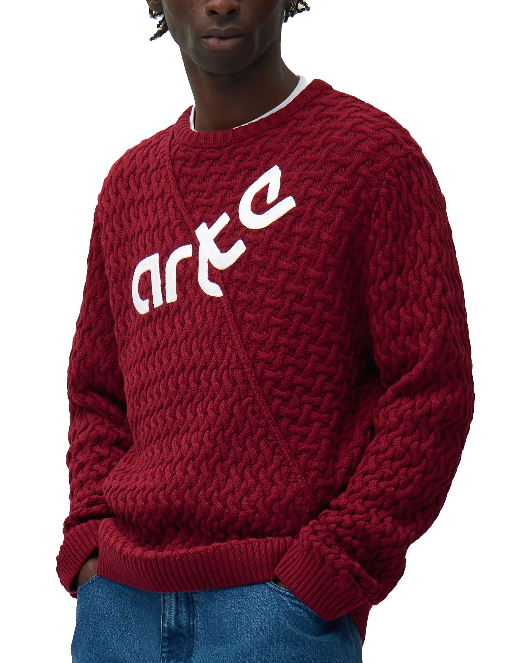 Maglione Distorted Logo Bordeaux