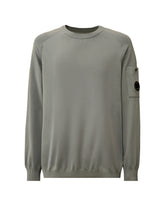 CP Company Cotton Crepe Crewneck Lens Sweater Silver Blue