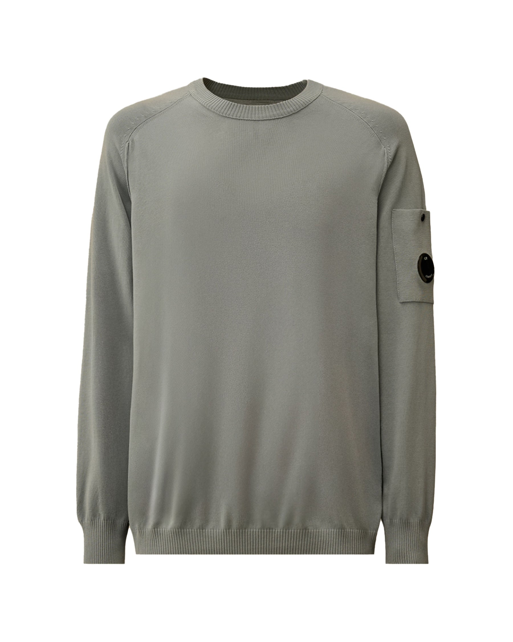 CP Company Cotton Crepe Crewneck Lens Sweater Silver Blue