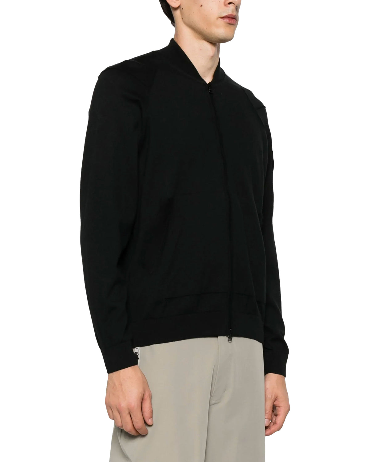 CP Company Sea Island Full Zip Lens Cardigan Black