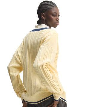 Maglione Donna Adidas Cable Knit Cardigan Panna