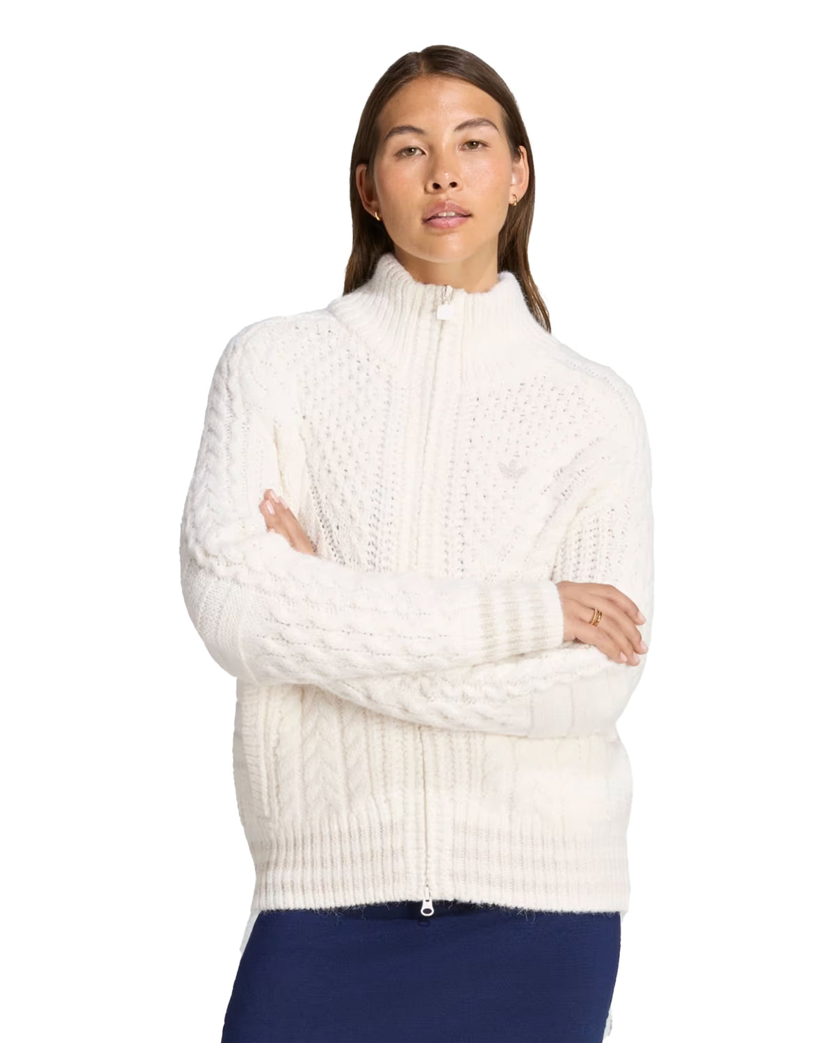 Adidas Cable Knit Firebird Track Top Women's Sweater White
