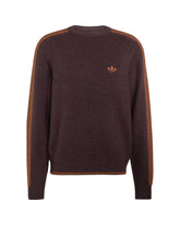 Maglione Uomo Adidas 3-Stripes Fluffy Knit Crew Sweatshirt Marrone