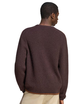 Maglione Uomo Adidas 3-Stripes Fluffy Knit Crew Sweatshirt Marrone