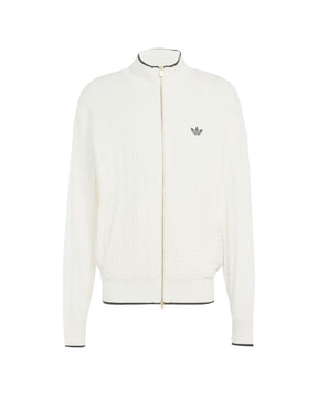 Maglione Uomo Adidas Firebird Cable Knit Track Top Bianco