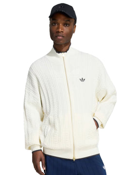 Maglione Uomo Adidas Firebird Cable Knit Track Top Bianco