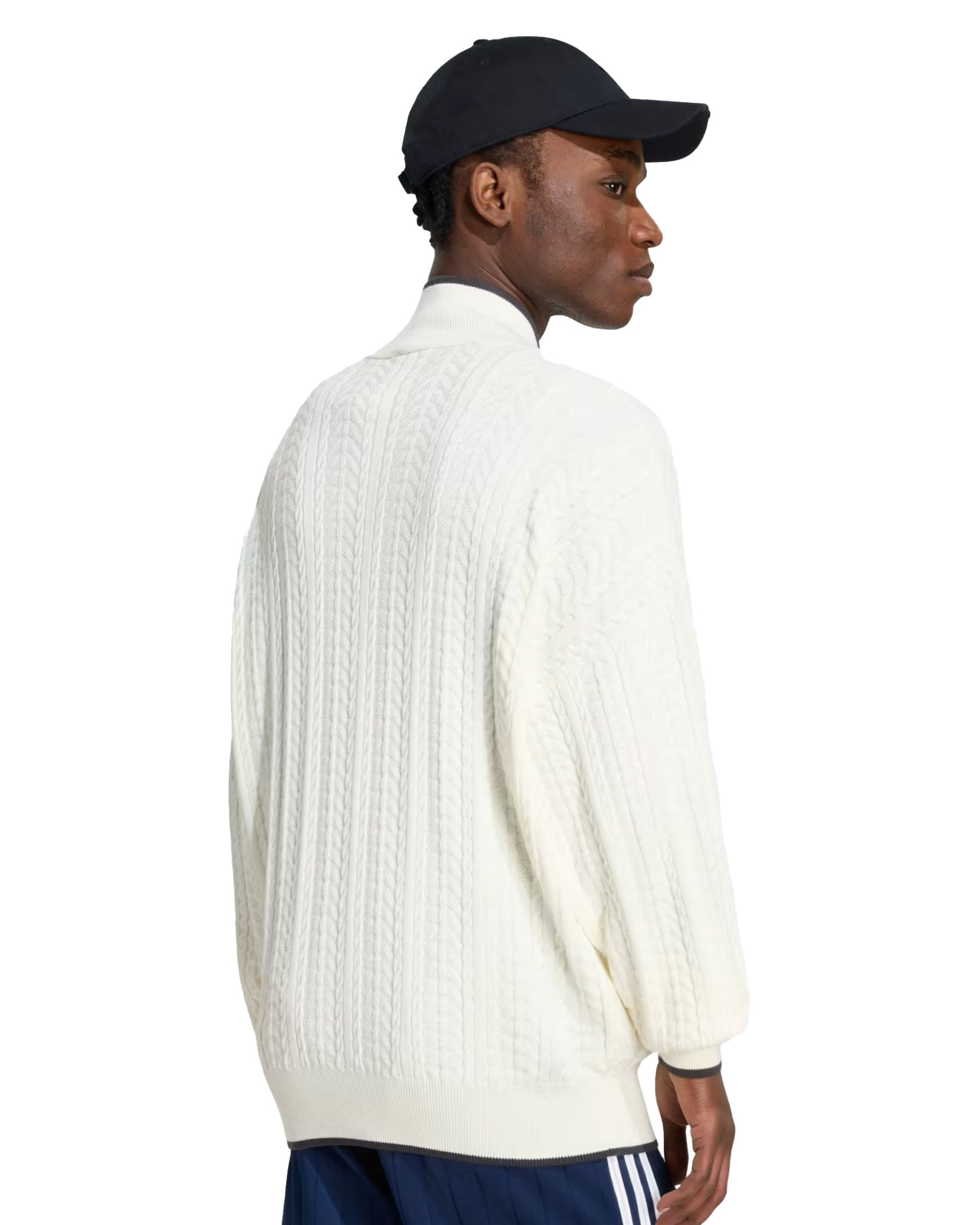 Maglione Uomo Adidas Firebird Cable Knit Track Top Bianco