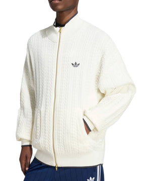 Maglione Uomo Adidas Firebird Cable Knit Track Top Bianco