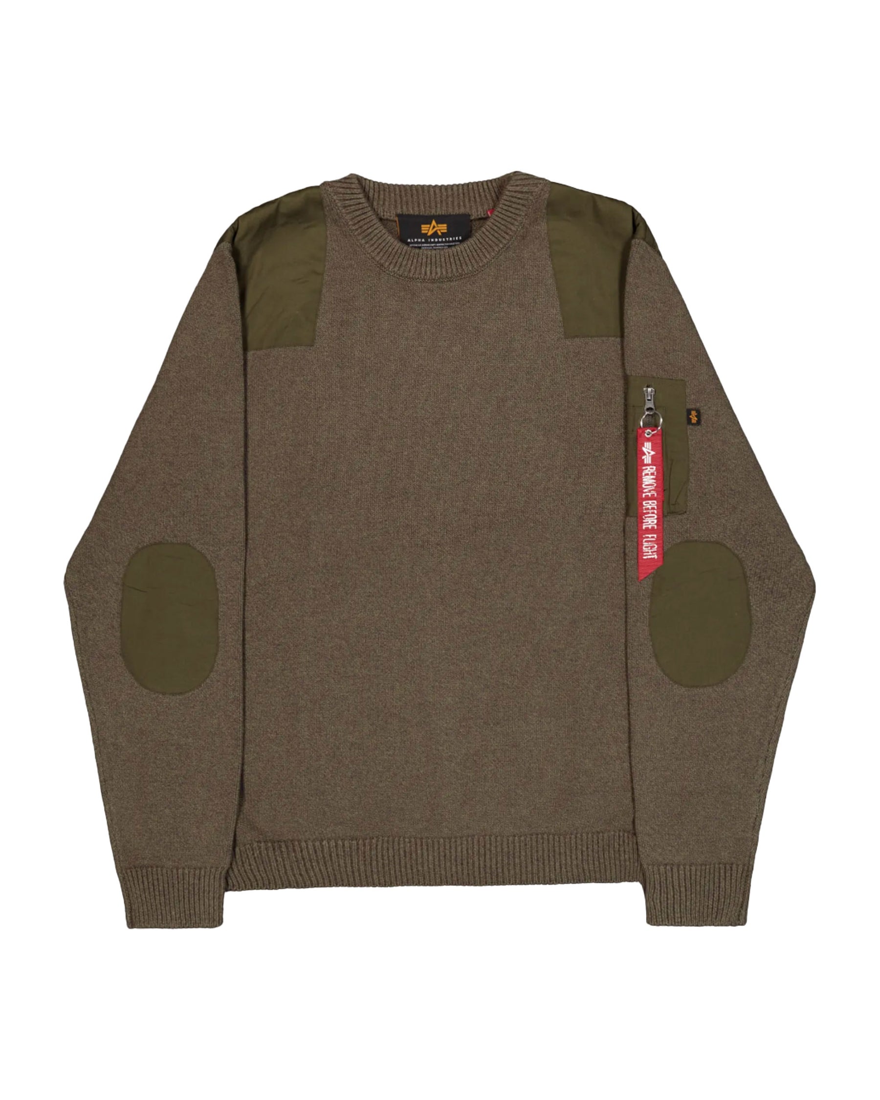 Alpha Industries Knitted Utility Sweatshirt Men's Sweater Mud Olive
