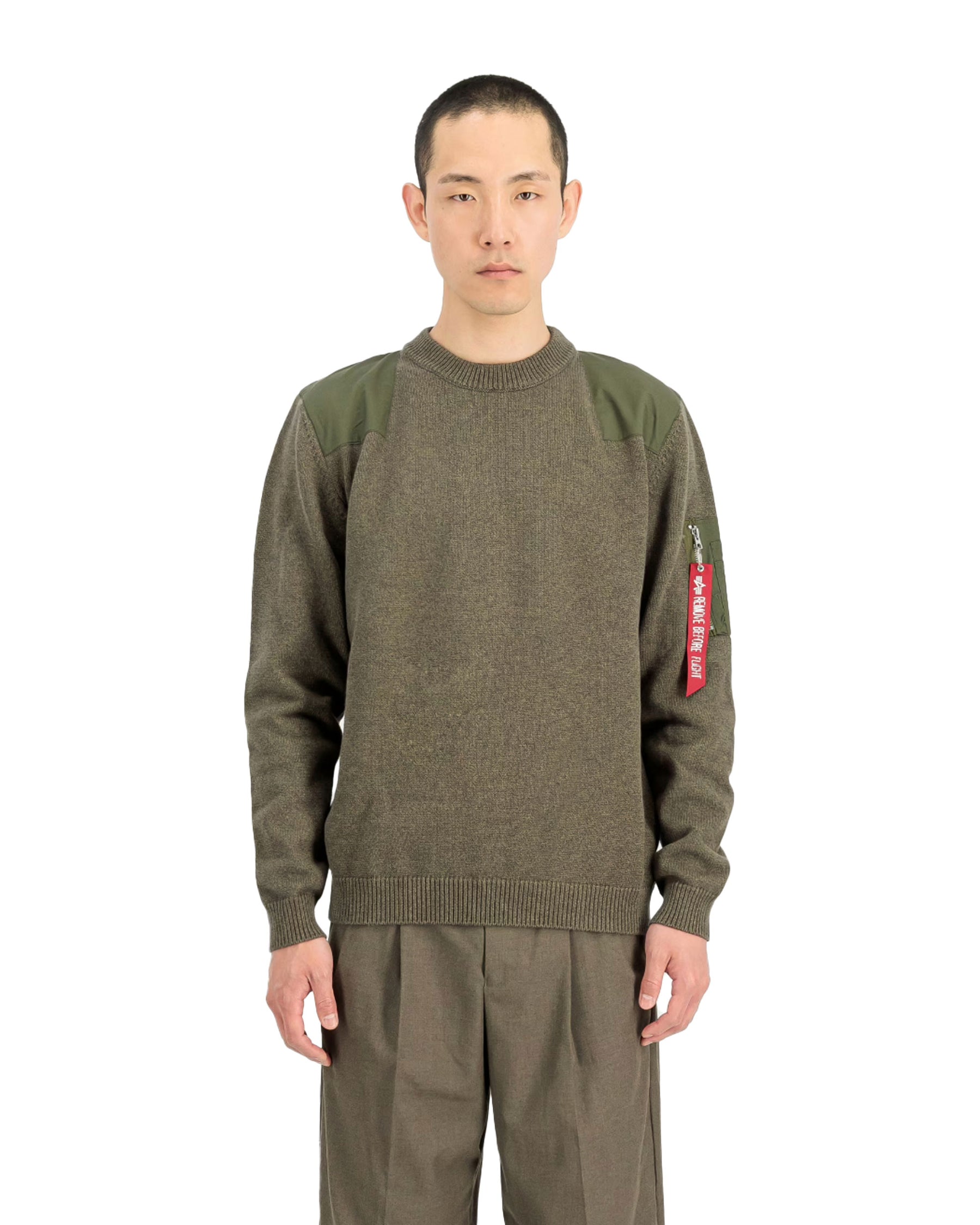 Alpha Industries Knitted Utility Sweatshirt Men's Sweater Mud Olive