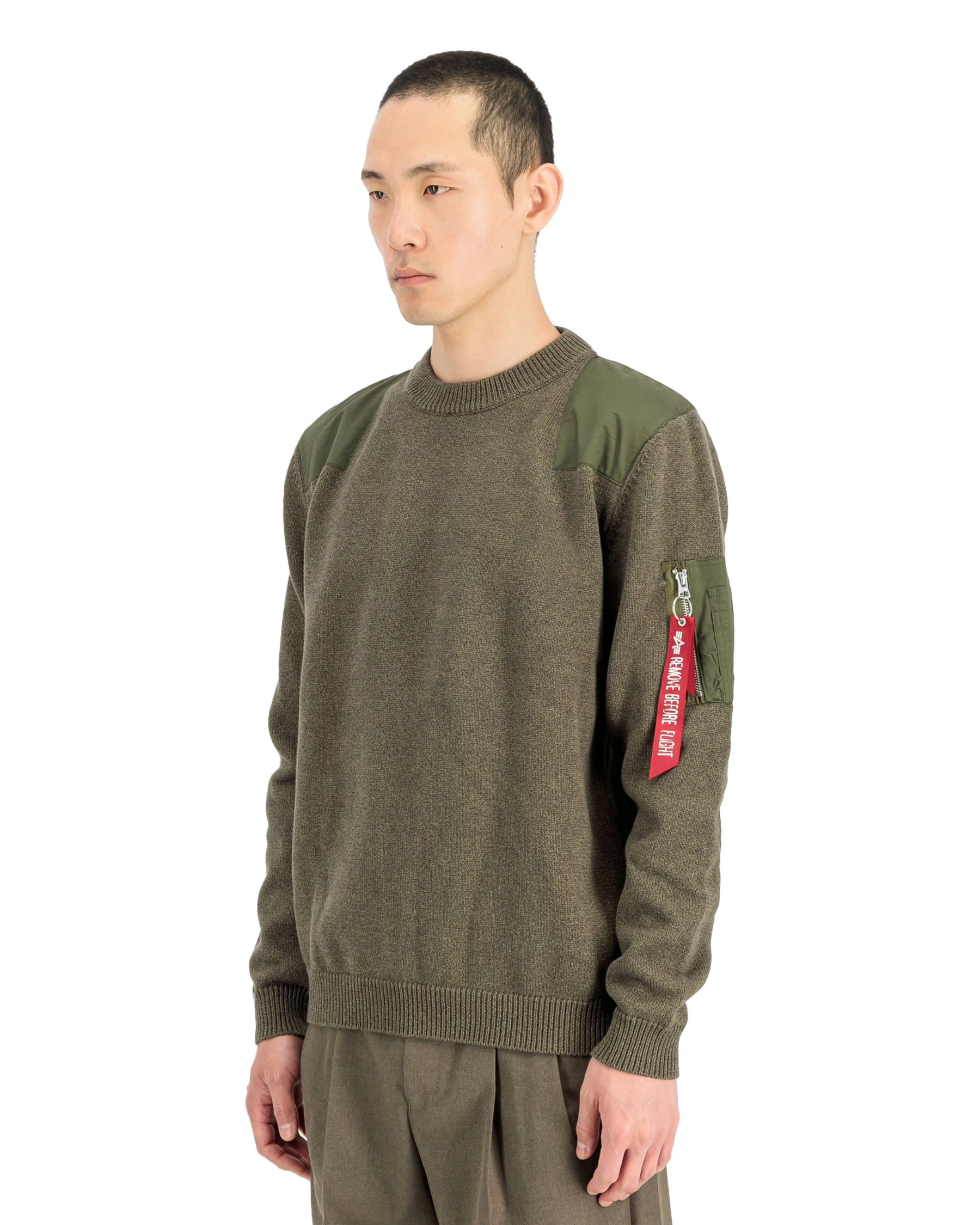 Alpha Industries Knitted Utility Sweatshirt Men's Sweater Mud Olive