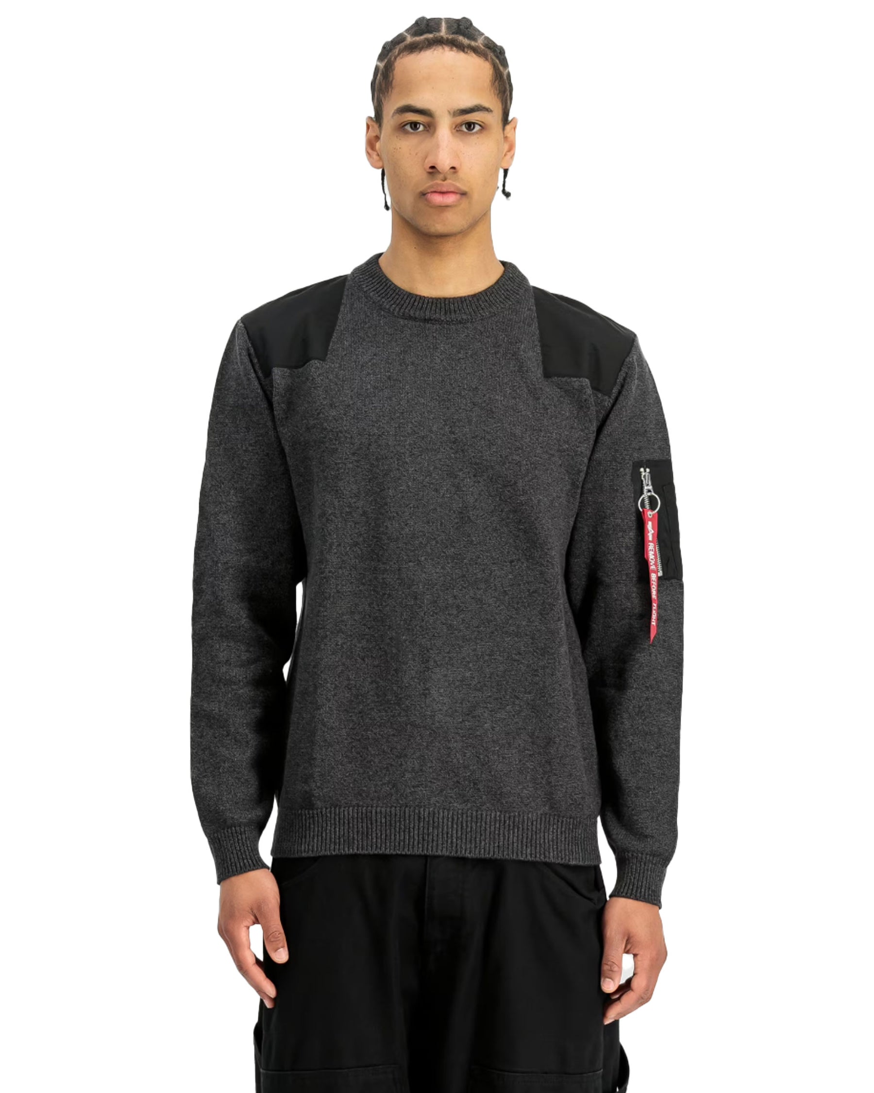 Alpha Industries Knitted Utility Sweatshirt Men's Sweater Black